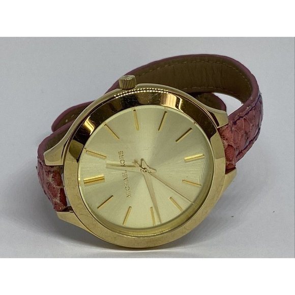 Michael Kors MK2390 Women's Pink Leather Analog Go - Picture 7 of 12